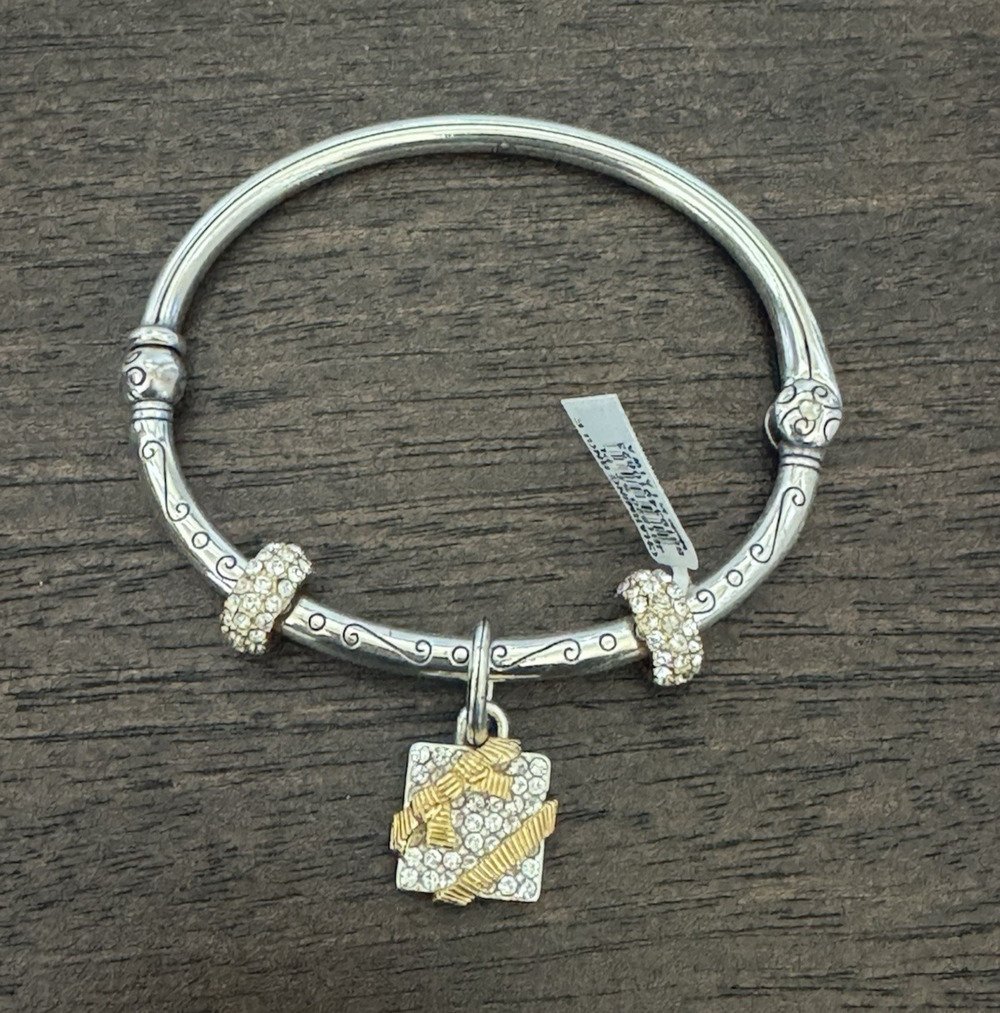 NEW Brighton Charming Bangle Bracelet JB1820 Silver Plated Hinged 3 Charms NWT